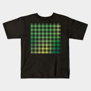 Plaid Pattern Natural Green and Yellow Gradient Kids T-Shirt